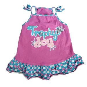 Trophy Dog Dress Pink and‎ Blue by SimplyDog Size Small